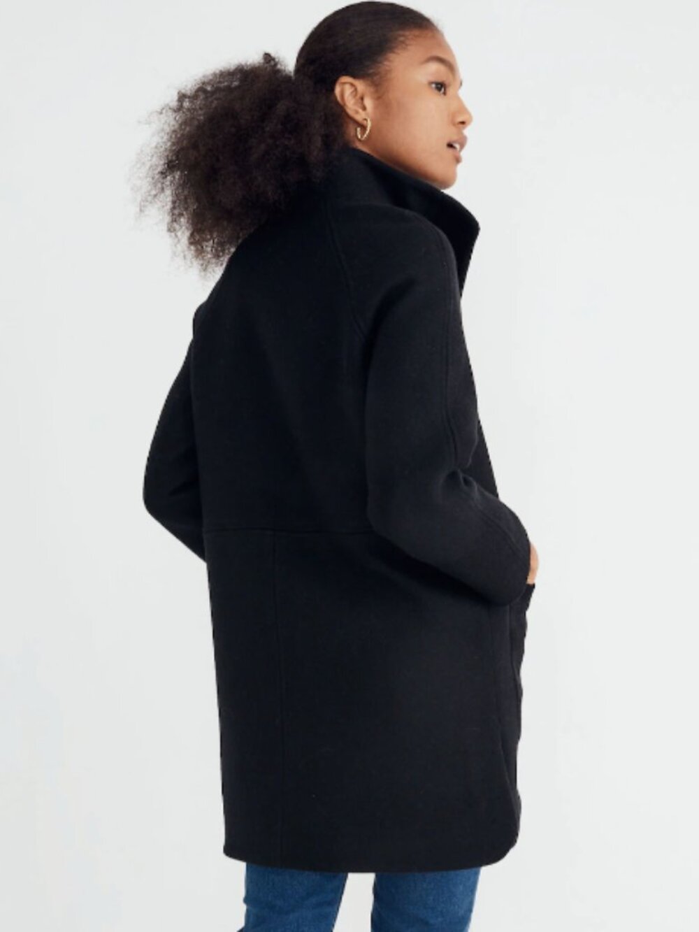 Madewell Estate Cocoon Wool Cashmere Coat Insuluxe Fabric Medium Black - Picture 3 of 12